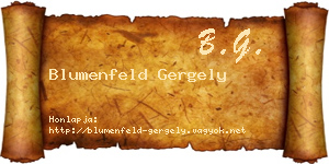 Blumenfeld Gergely névjegykártya